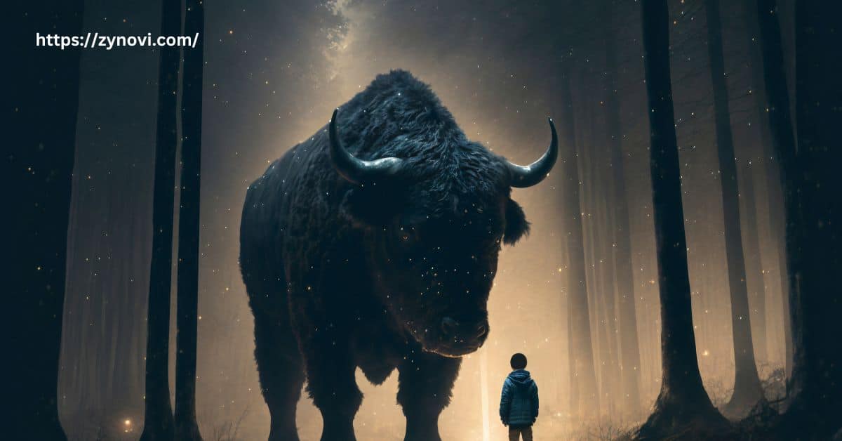 bison next to human